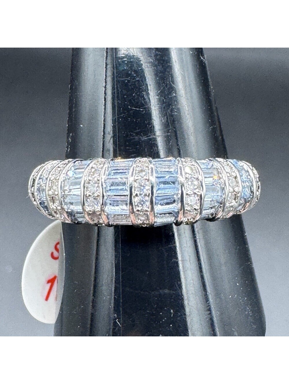 Ring Bomb Party Aquamarine Cubic Zirconia Band Ring Rhodium Plated Size 10 NWT